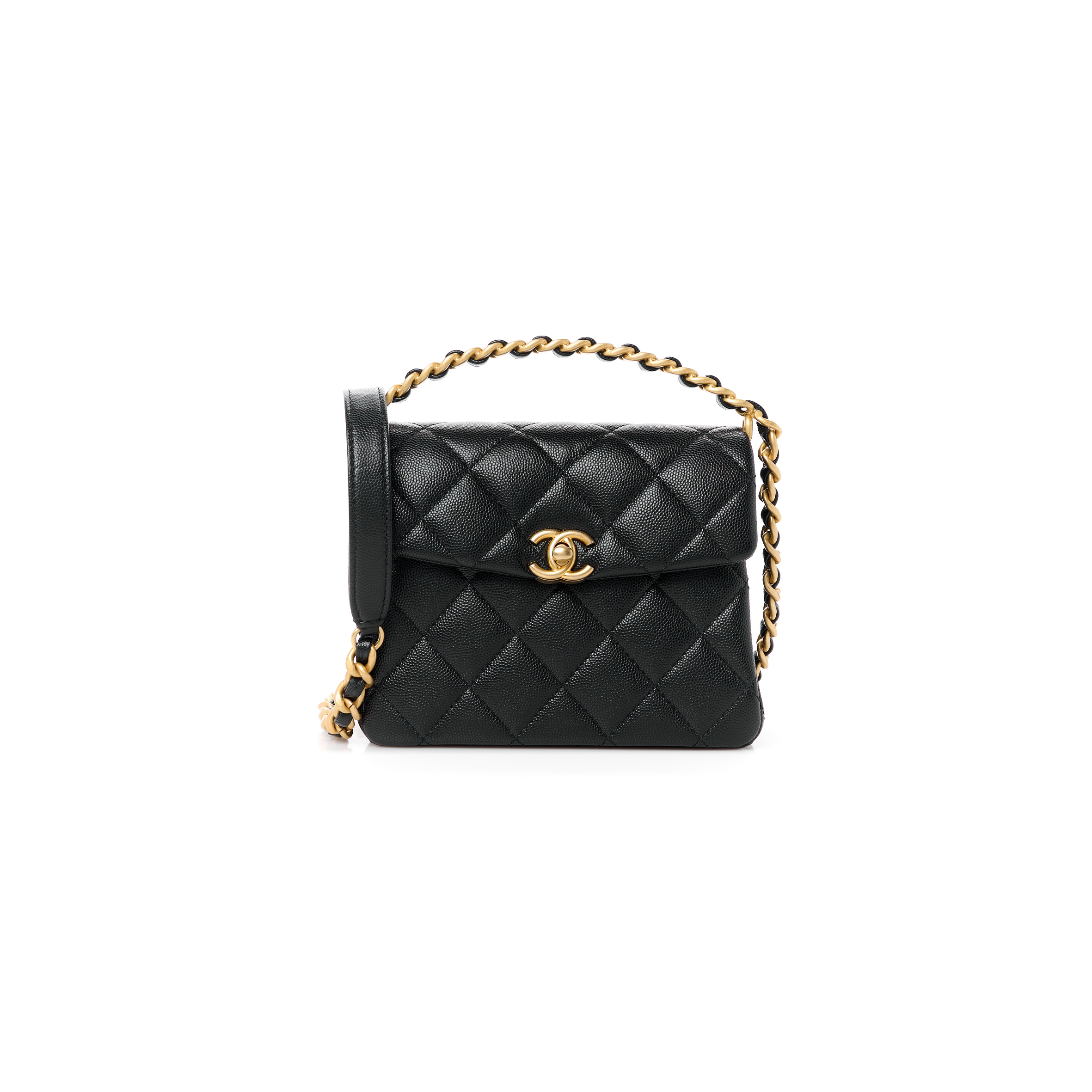Ch*el master caviar quilted 31 rue cambon mini top handle flap (19*15*7cm)